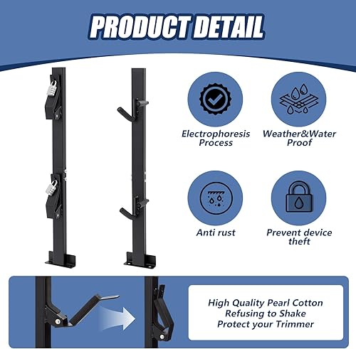 Miniatura 3 de Zonon Estante de recortadora de 2 lugares para remolques de camiones de paisaje abierto, soporte de línea de recorte, estante cerrado con bloqueo de