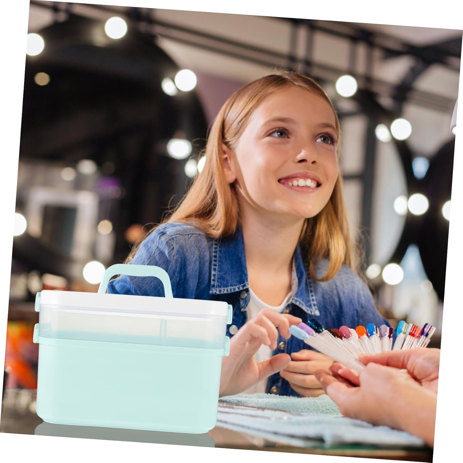 1pc Nail Polish Storage Box Simple Design Easy-carrying Manicure Tool Kit