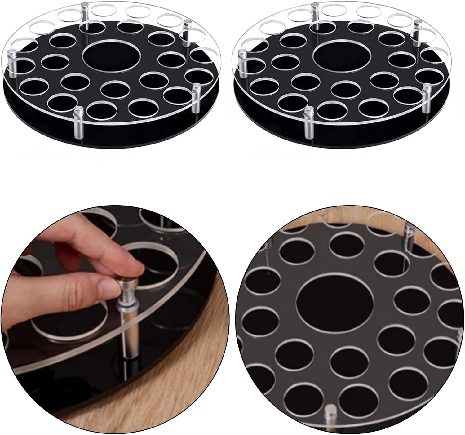 Sturdy Acrylic 25 Hole Glass Rack Featuring Central Wine Bottle Slot for Easy Access Wedding Reception Drinkware Tray