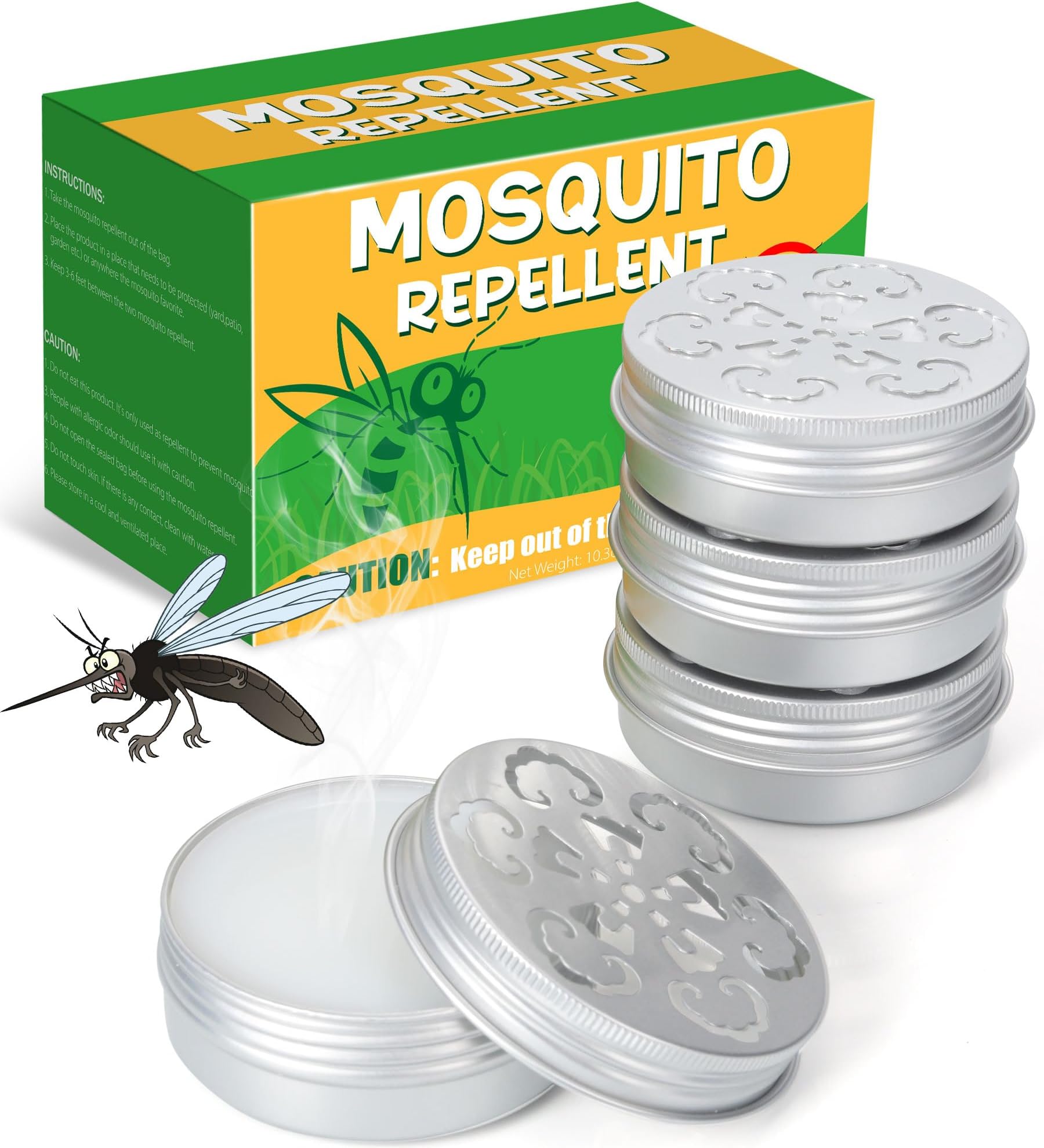 Mosquito Repellent Outdoor Patio, Mosquito Repellent Powerful to Repel Fly Mosquito, 4Pack Natural Mosquito Repellent Outdoor Indoor, Plant Formul Control Mosquito Bits for Camping Travel Car
