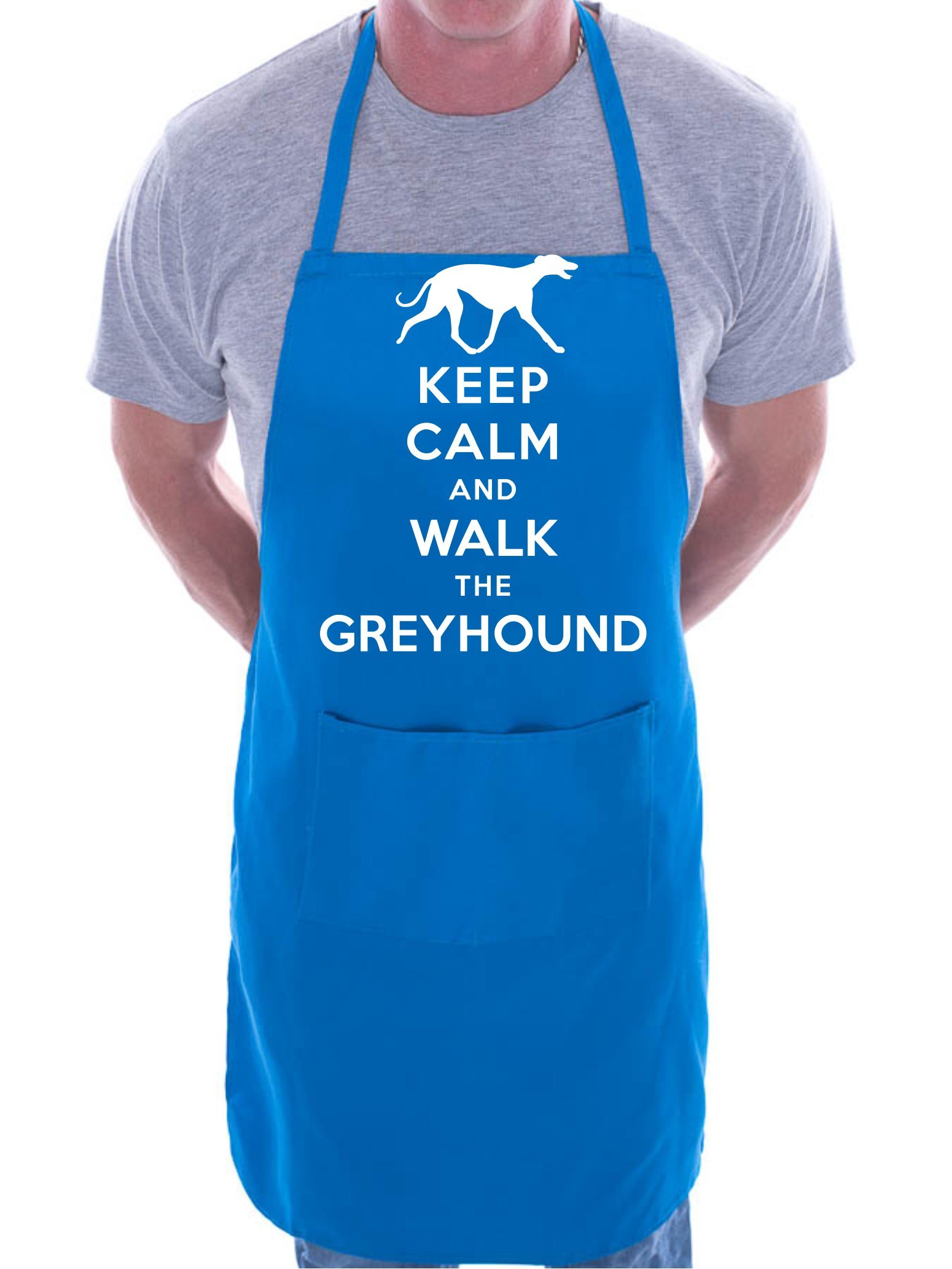 Print4u Men's Blue Dog Lover Keep Calm Greyhound Bbq Cooking Funny Novelty Apron