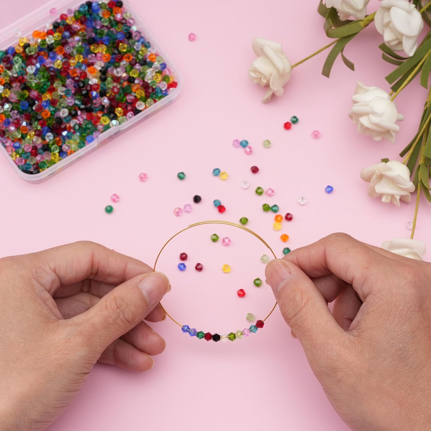 1000PCS Bicone Crystal Beads 4mm Glass Faceted Spacer Beads Bulk for Jewelry Making DIY Bracelets Necklace Earring Crafts (15 Colors) - Image 4