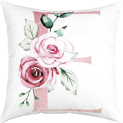 Miniatura 6 de Feelyou Juego de 4 fundas de almohada florales para sofá cama, fundas de cojín decorativas con patrón de amor, rellenos de almohada románticos rosas