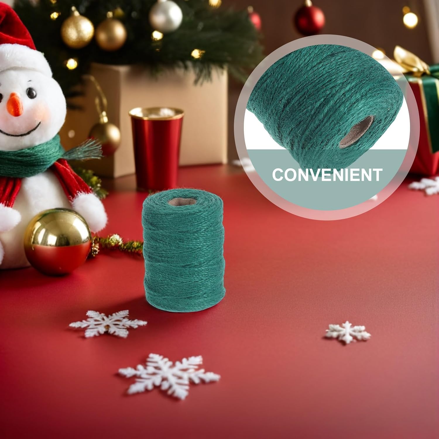 2 Rolls Green Natural Jute Twine Rope for Crafts and Present Wrapping Robust Holding Ability, for Clothing Tags and Festive Holiday Twine Displays