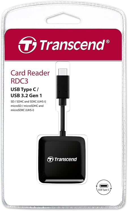Transcend USB Type-C SD Card Reader for iPhone15 16/iPad/Mac, Android/Tablet/Laptop/Windows/PC/Computer, 2 in 1 Dual Slot Memory/Micro SD Card Reader Supports SD/Micro SD/SDHC/SDXC with Type C Device