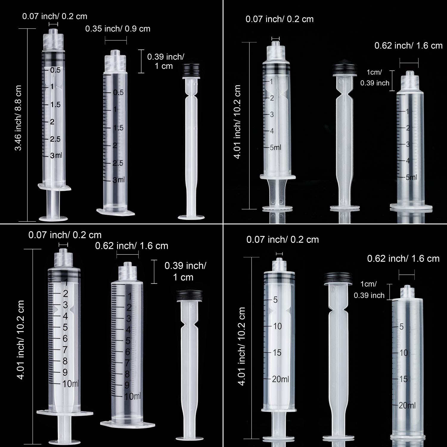 Syringes For Jello Shots TecUnite 20 Pack Syringe Without Needle, Plastic Curved Syringes For Epoxy Resin, Craft, Feeding Pets Animals, Oil Or Glue Applicator In