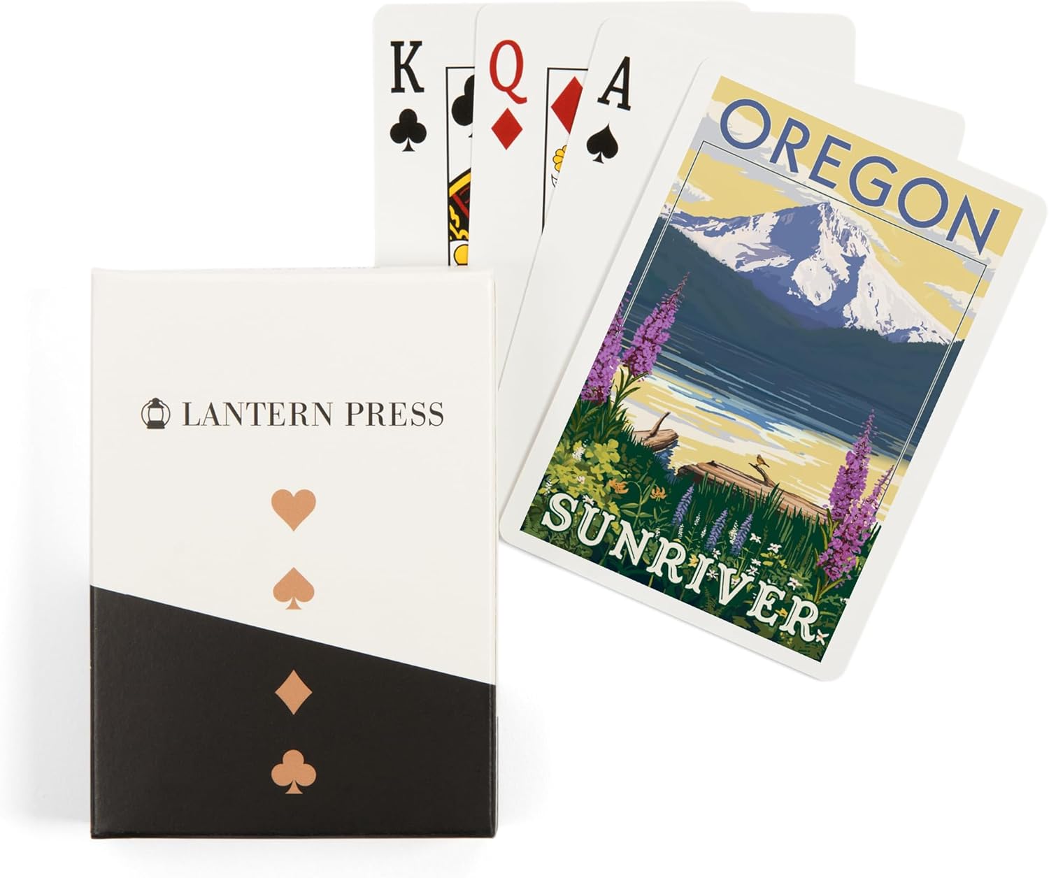 Lantern Press Sunriver, Oregon, Mountain and Lake Scene, 52 Playing Cards for Adults, Poker Size Card Deck