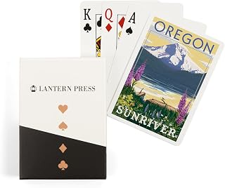 Lantern Press Sunriver, Oregon, Mountain and Lake Scene, 52 Playing Cards for Adults, Poker Size Card Deck