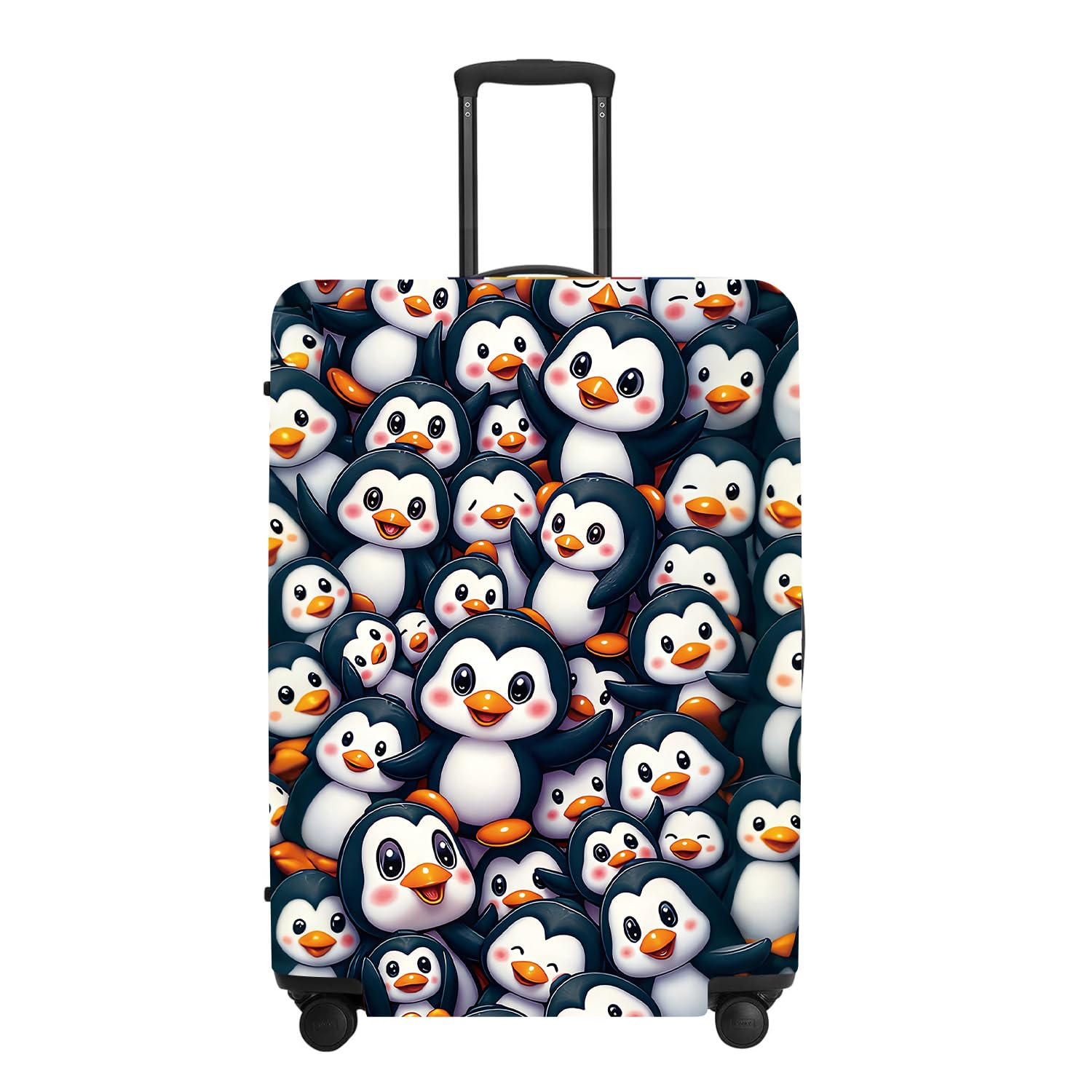 Penguin Luggage Protector, Washable Suitcase Cover Allover Cartoon Penguin Anti-scratch Cute for 32",34"Bag