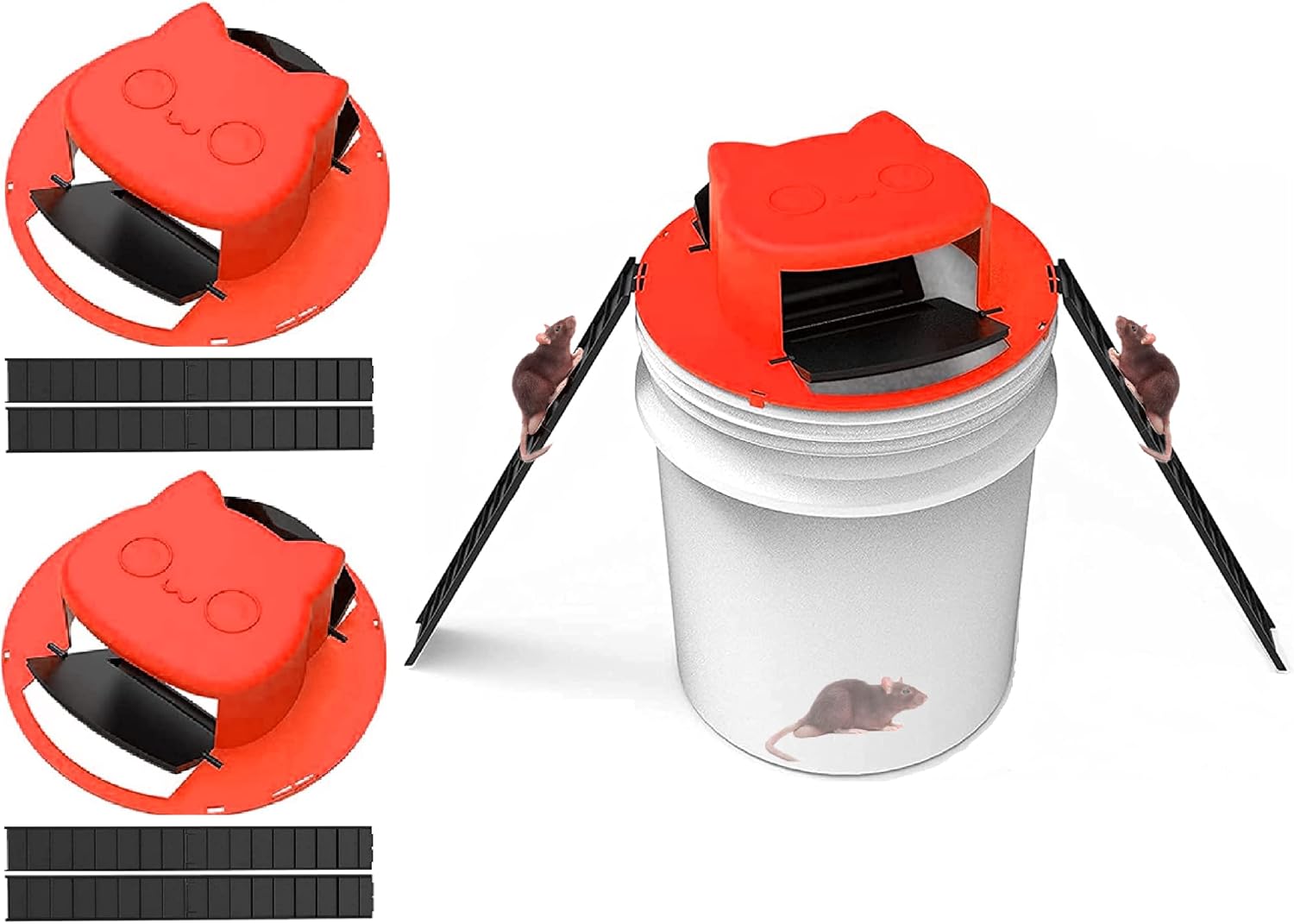 【2022 July Upgrade】(2 pcs Red) Carlio Bucket Mouse Trap Flip and Slide Bucket Lid Rat Trap Auto Reset Design Indoor Outdoor Mice Trap (2PCs Red Improved Design)