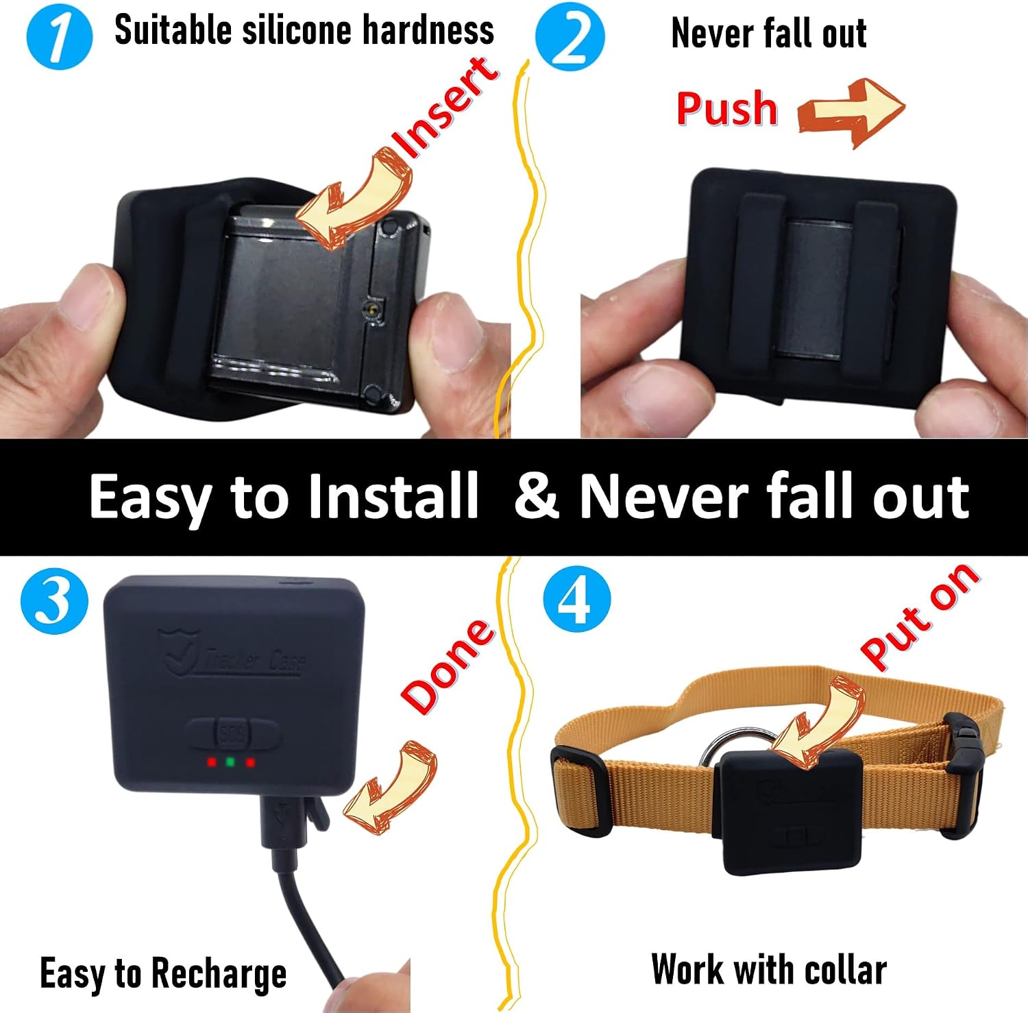 2 pack silicone case with strap for tracki gps trackerwaterproof cover accessories protect finder tag anti scratchsturdy lightweight holder for trac
