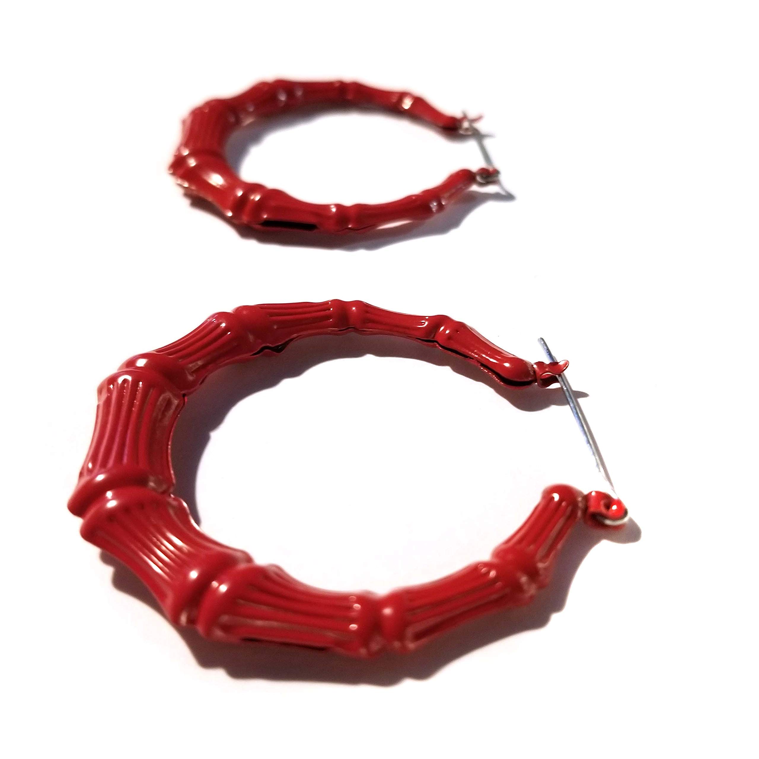 Bamboo Earrings 2 inch Hoop Earrings Lightweight Assorted Colors