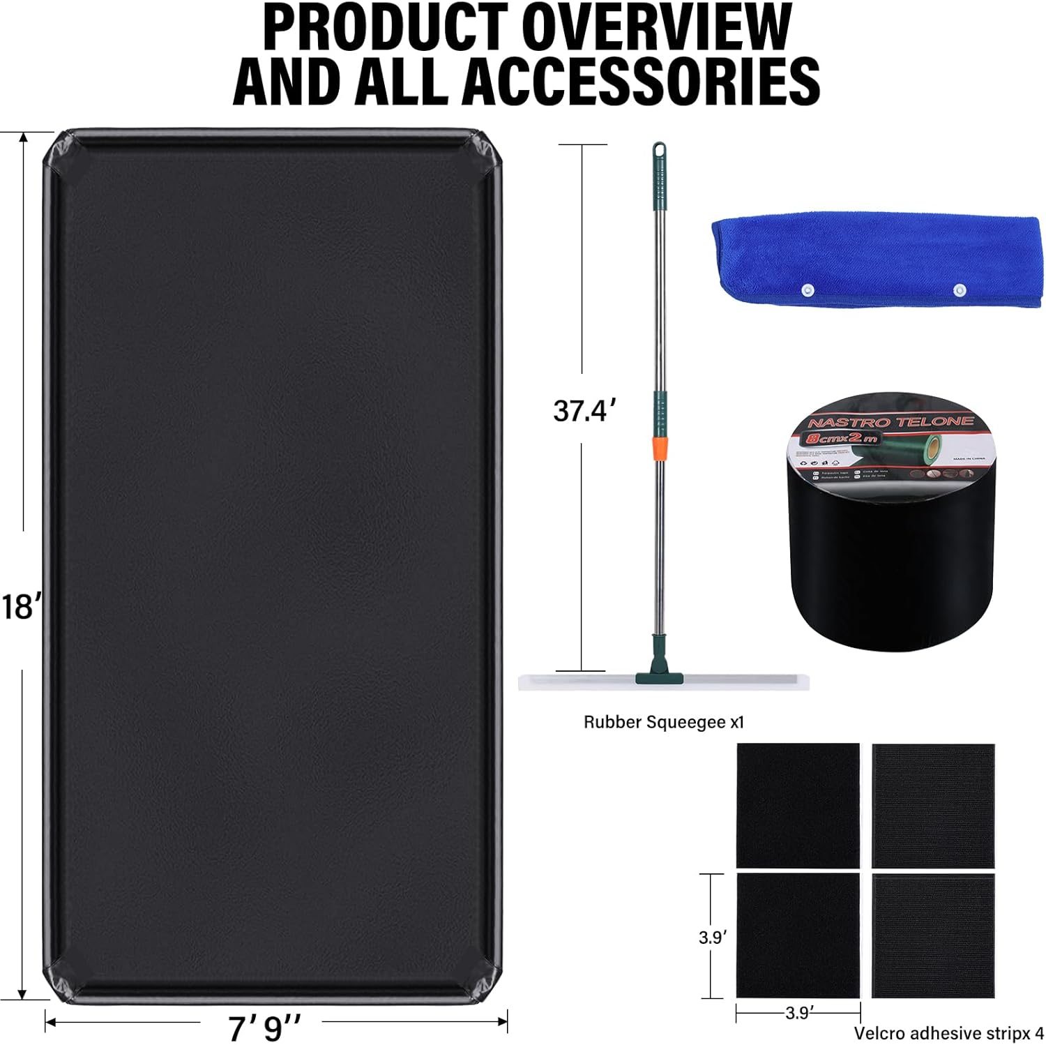 IMJONO Garage Floor Mat, Garage Car Mat - Non-Slip Waterproof Containment Mat, Heavy Duty Durable Protection, Easy to Clean & Install, Perfect for Garage, Workshop, Parking (7'9"W x 18'6"L) Black 8' x 20' (Square)