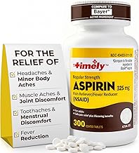 TIME-Cap-Labs 300 Count Regular Strength Aspirin 325mg for Adults - Compared to Bayer - Coated Regular Strength Aspirin Tablets - Pain Reliever for Minor Aches and Pains - Made in USA