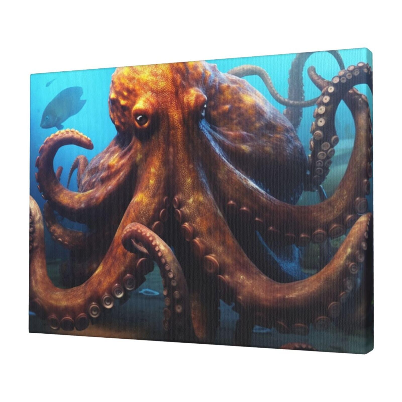 FodPand Canvas Wall Art for Living Room Wall Decor 12"x16" Modern Artwork Painting Pictures Hanging Canvas Prints Huge Octopus Aesthetic Wall Art for Bedroom Bathroom Office Wallart Decor