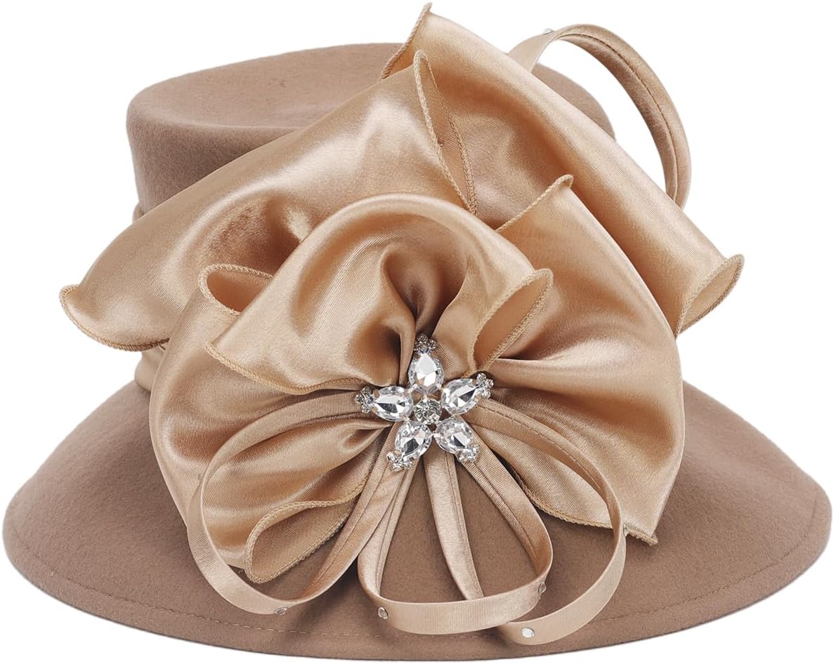 Women Wool Felt Dress Party Hats for Fall, Winter Church Hats 1920s 1950s 60s