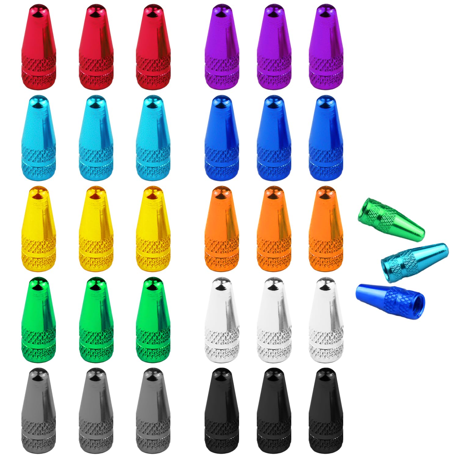 Lot De 30 Bouchons De Valve Français - 10 Couleurs, En Alliage D'aluminium, Pour Vélos, VTT Et Route, Résistants à La Corrosion