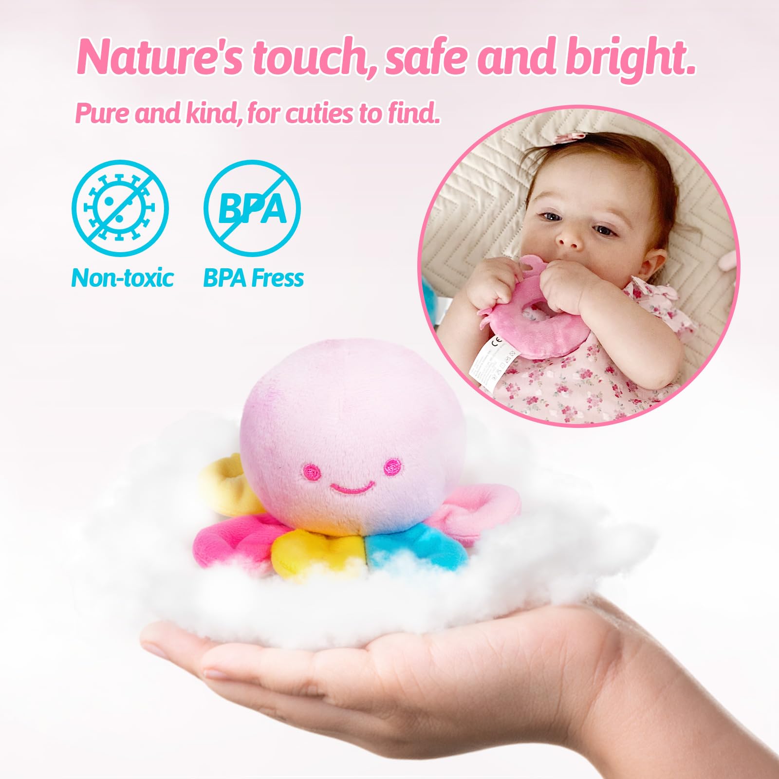 OUOZZZ Jouet en Peluche Sirène Océan, Jouet Sensoriel pour Bébé Fille de 1 à 3 Ans, 24 cm