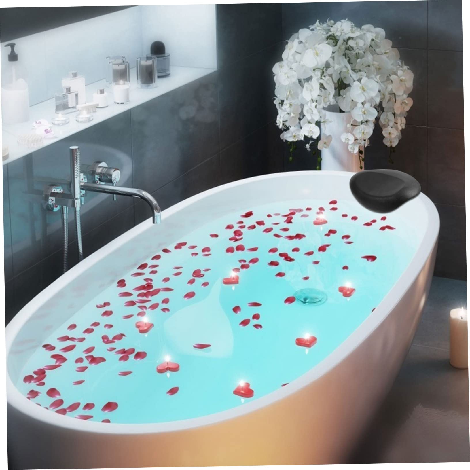 Veemoon Cuscino per Vasca da Bagno Ventosa Supporto per Testa e Collo Adatto Qualsiasi Forma di Vasca o Spa Realizzato in Materiale