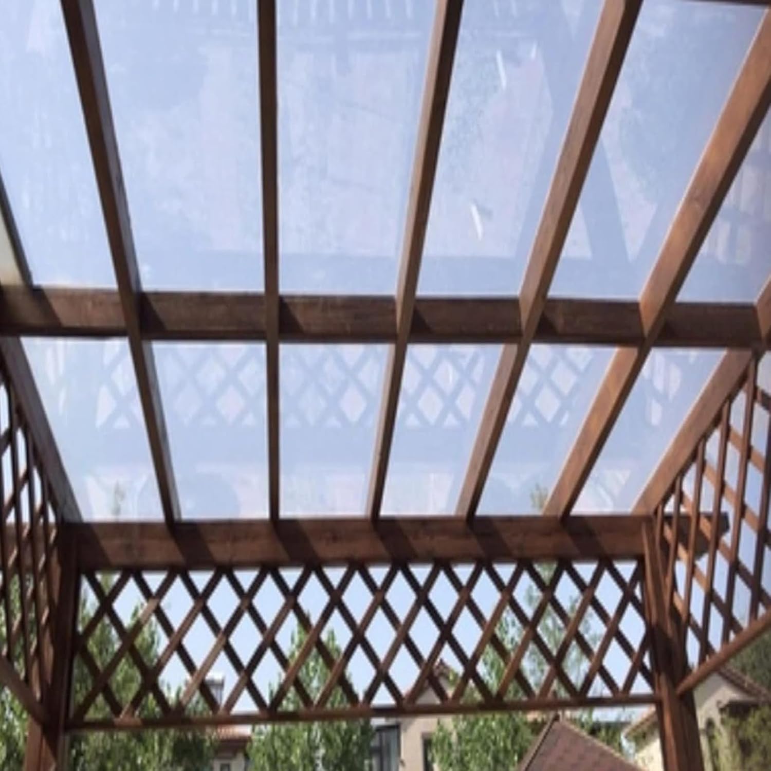 1.5mm Polycarbonate Roofing Sheet Clear Greenhouse Panel,Daylighting Panel,UV Protection Rainproof Roof Cladding,for Greenhouses,Sheds,Carports,Huts,Kennels,Customizable (1.56x2m(5.1x6.6ft))