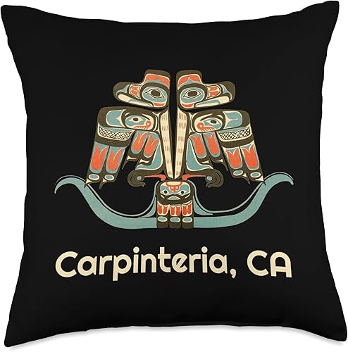 Carpinteria Native American California Thunderbird Carpinteria California Thunderbird NW Native American Throw Pillow, 18x18, Multicolor