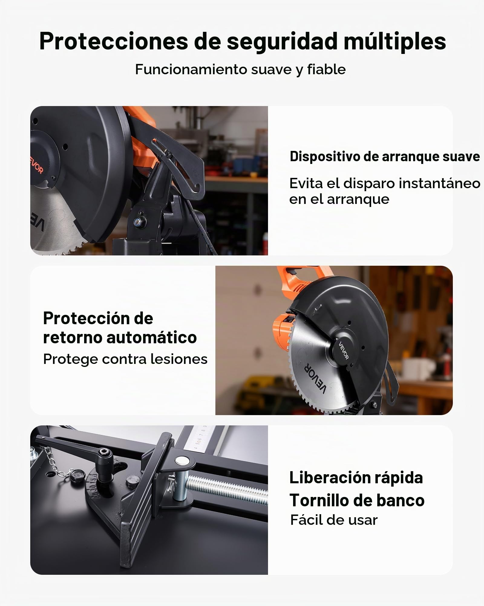 VEVOR Sierra Ingletadora, con Hoja de Sierra de Corte en Frío de Acero Inoxidable de 355 mm, Motor sin Escobillas de 3500 W y 750-1200 RPM, para Tubos Cuadrados y Planos, Aceros en Forma de L