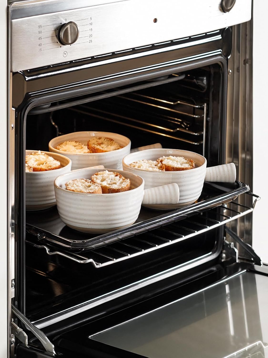 LE TAUCI French Onion Soup Bowls, 18 Ounce Soup Bowls With Handles for Chili, Beef Stew, Onion Soup Crocks Microwave Dishwasher Oven Safe - 5.5 inch, Set of 4, Arctic White - Image 5