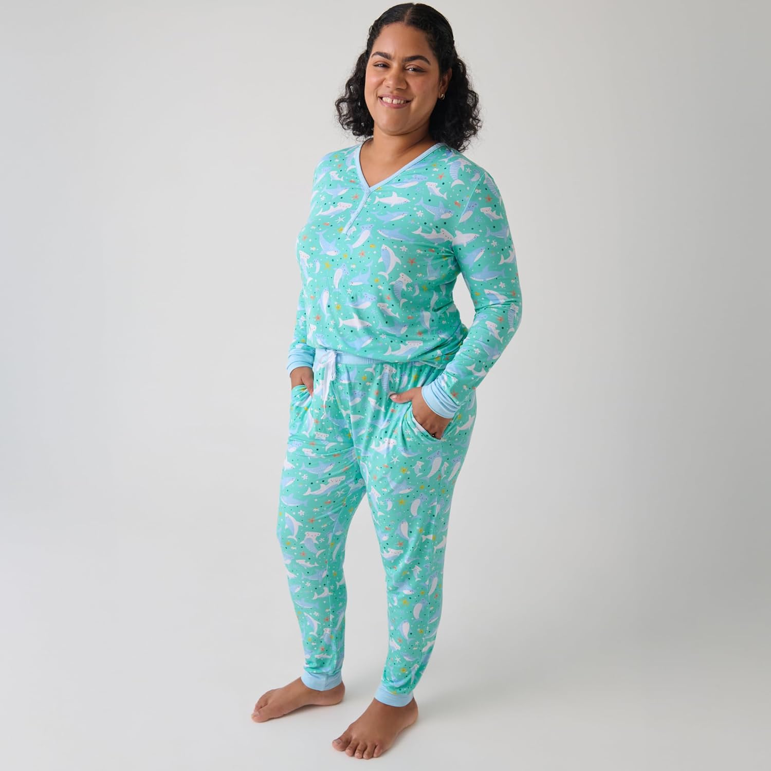 Little Sleepies Womens Pajama Top, Viscose from Bamboo, Henley Button Up Nursing PJs, Family Matching Pajamas for Women Set