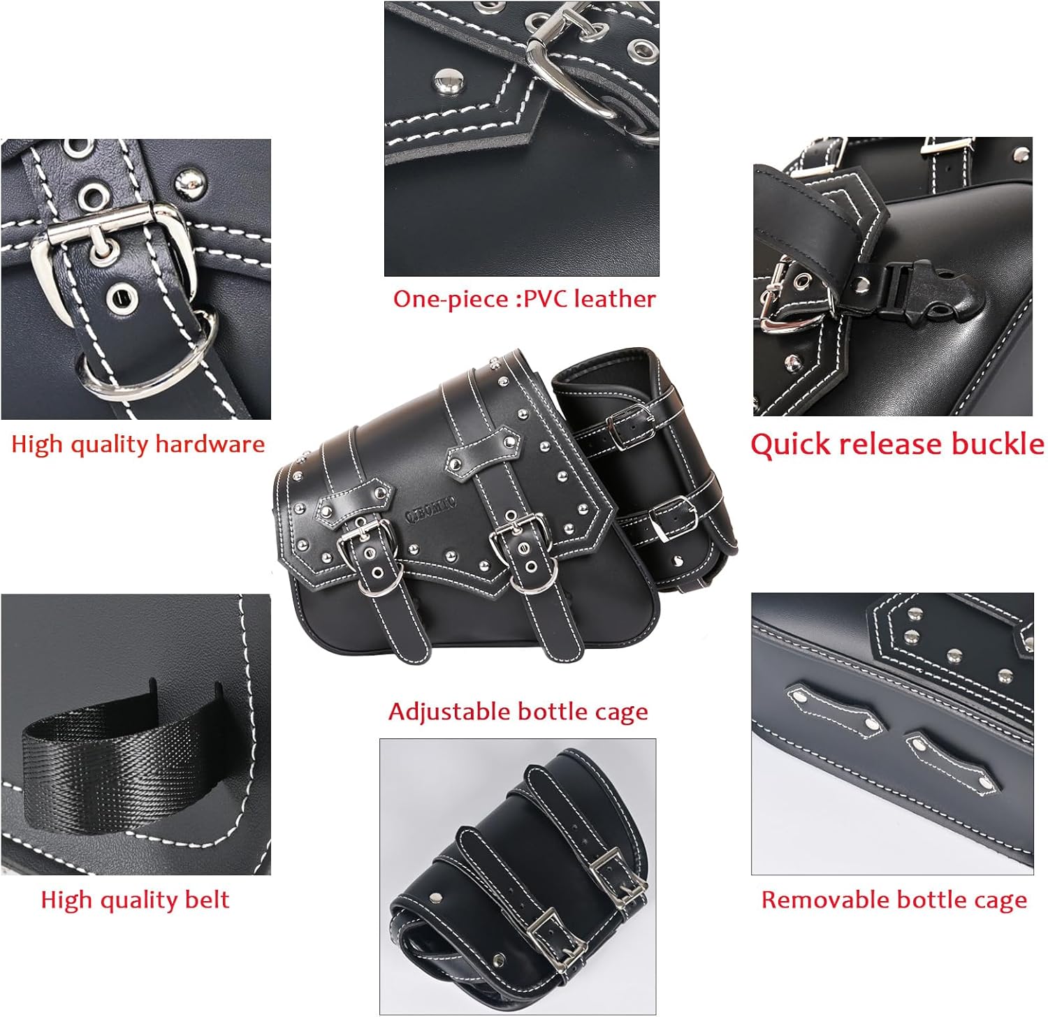 Motorcycle Saddle Bags Side Bags - Saddlebags Softail Pvc Leather,Waterproof, Side Tool Bag, Universal Storage Tool Bag for Motorbike,with cup holder (Left Side)