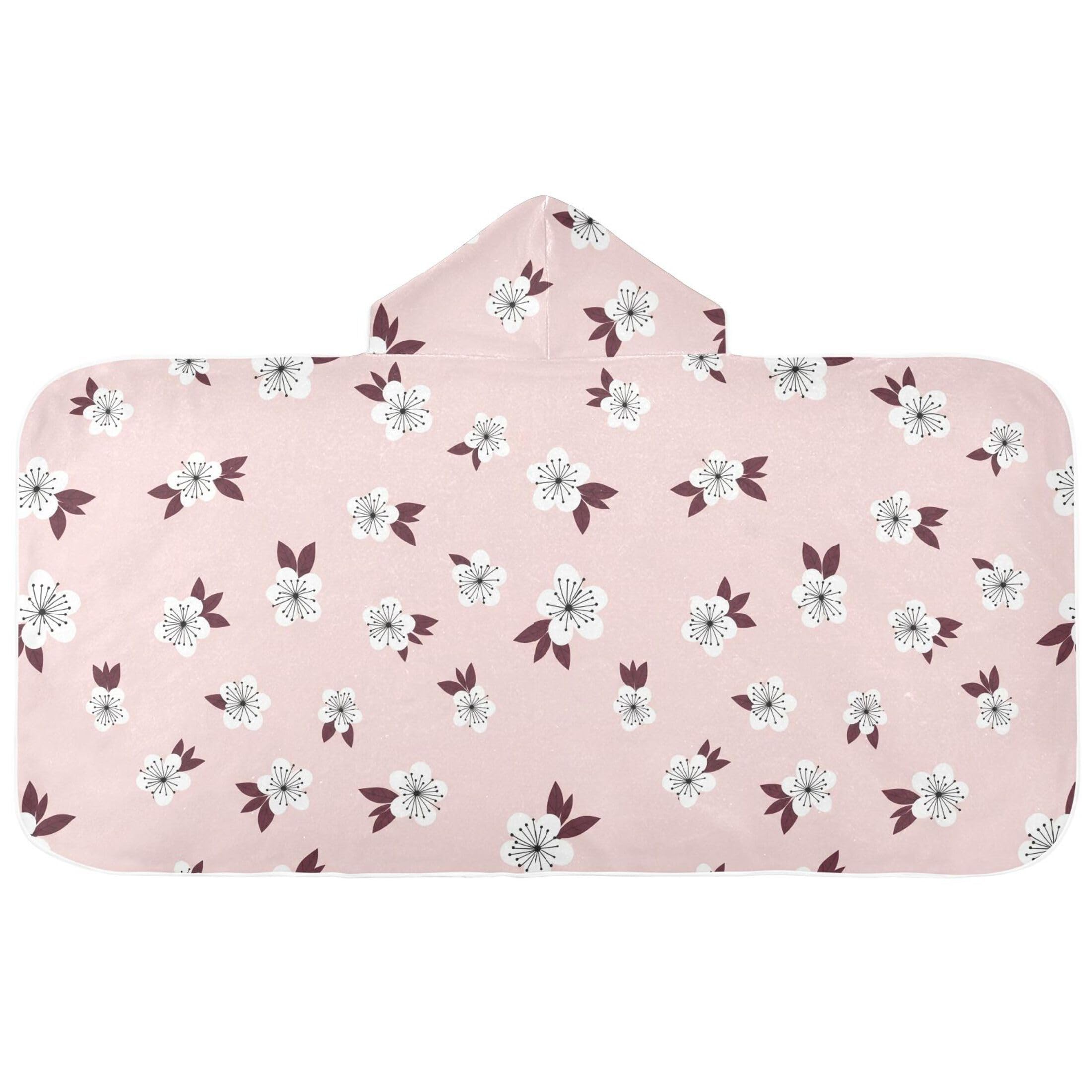 Fuauuyl Cherry Blossom Hooded Baby Bath Towel Soft & Breathable Towel for Newborns Infants Toddlers, Nursery Essential