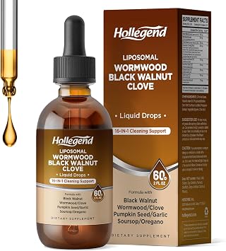 16-in-1 Wormwood Black Walnut Clove Tincture for Human Detox, Gut Cleanse & Digestive Health with Pumpkin Seed, Pau DArco, Garlic, Oregano, Soursop, Liposomal High Absorption, Mixed Berry, 2 Fl oz