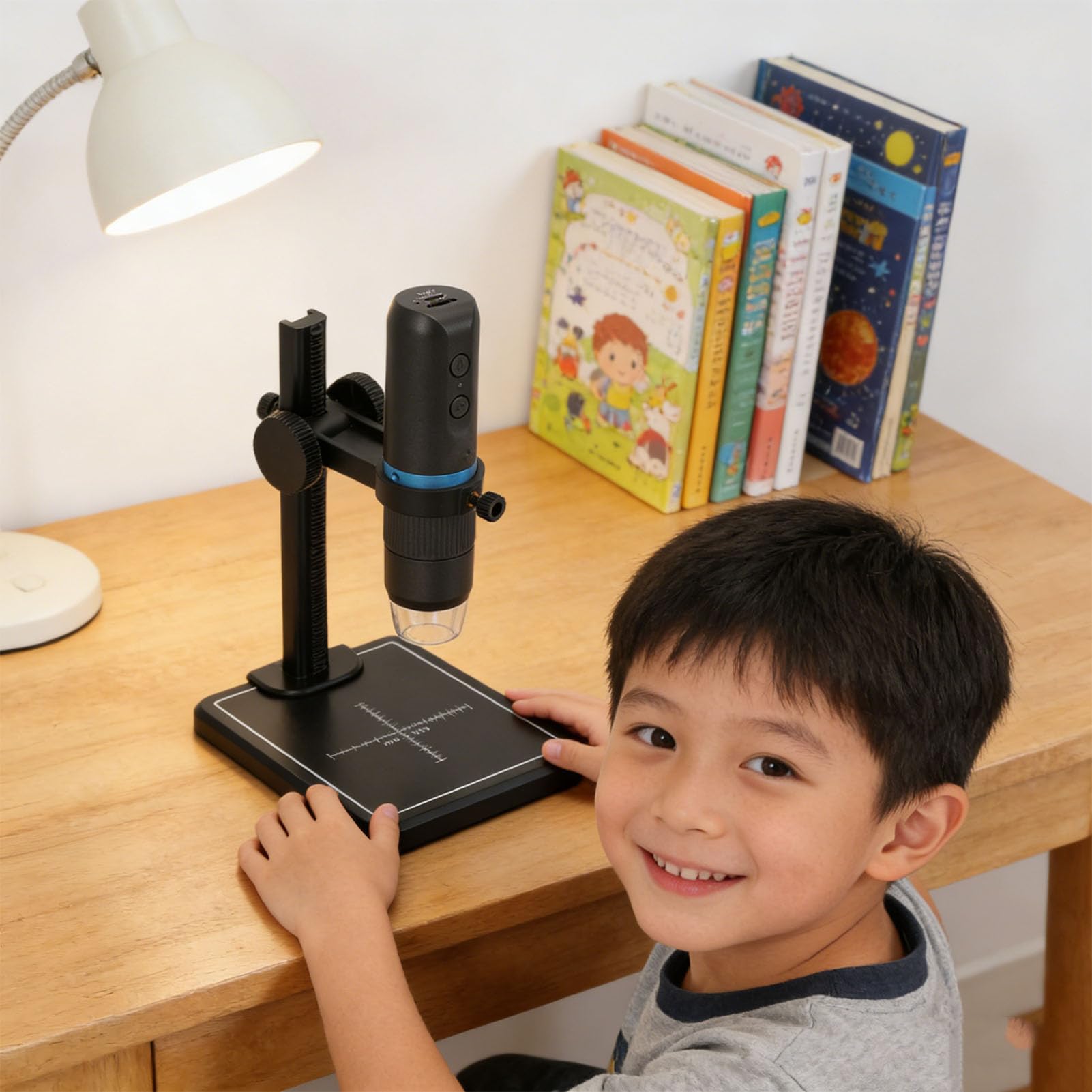 GOWENIC Microscopio Portatile Wireless 1000X con Supporto per Aula