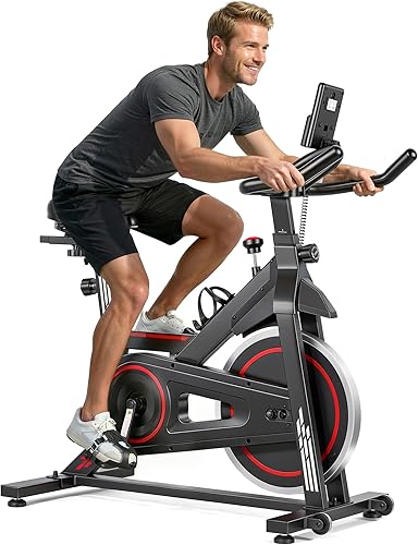 Bicicleta estática Bicicletas estacionarias para el hogar, ciclismo, bicicleta de interior con cómodo cojín de asiento, monitor LCD, transmisión por