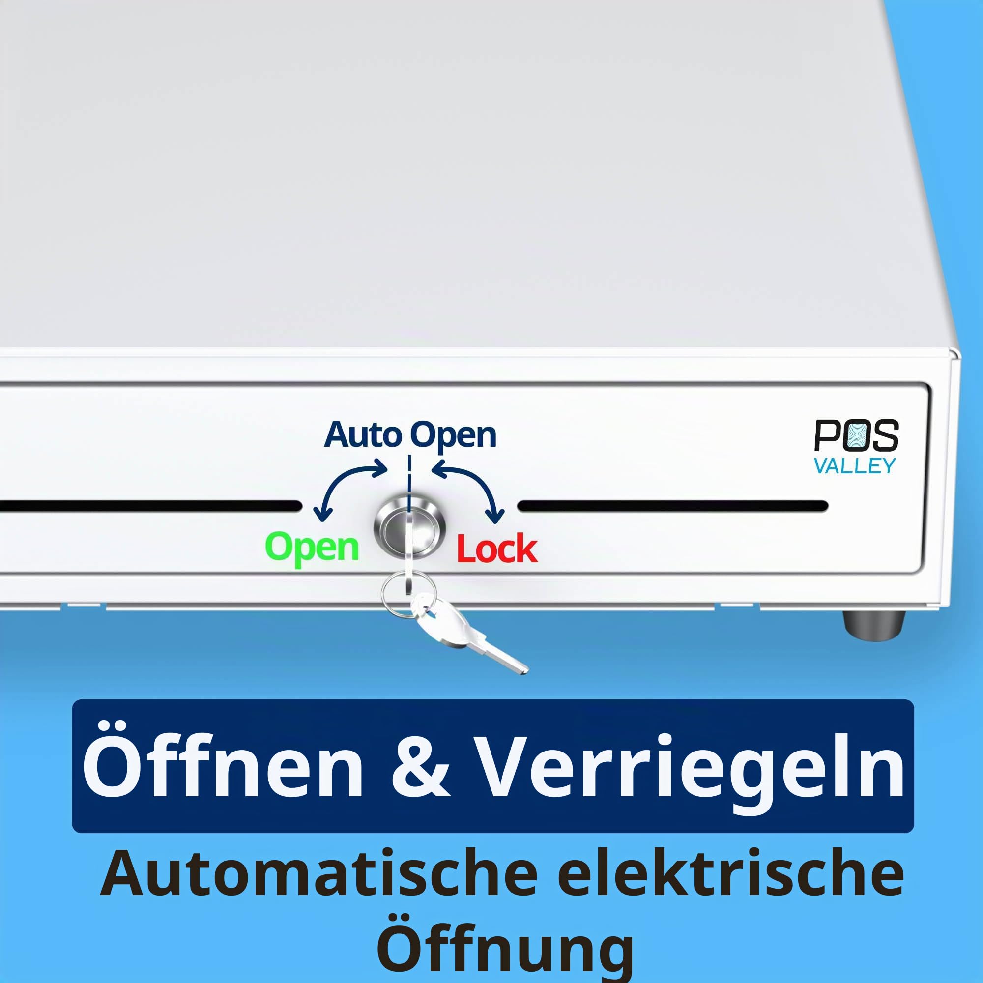 Mini-Registrierkassenschublade RJ11 automatische Öffnung Schlüssel 33 x 33 cm weiß
