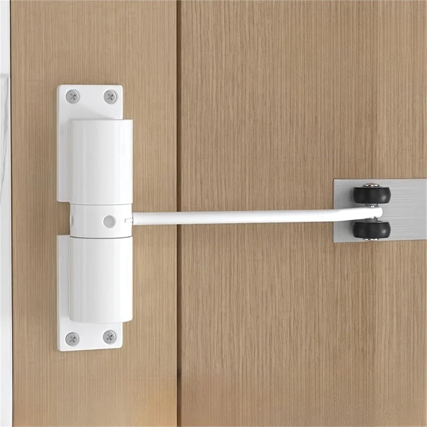 Heavy-Duty Adjustable Automatic Door Closer with Safety Spring Furniture Door Hardware Door Closer for Doors Constructio(White)