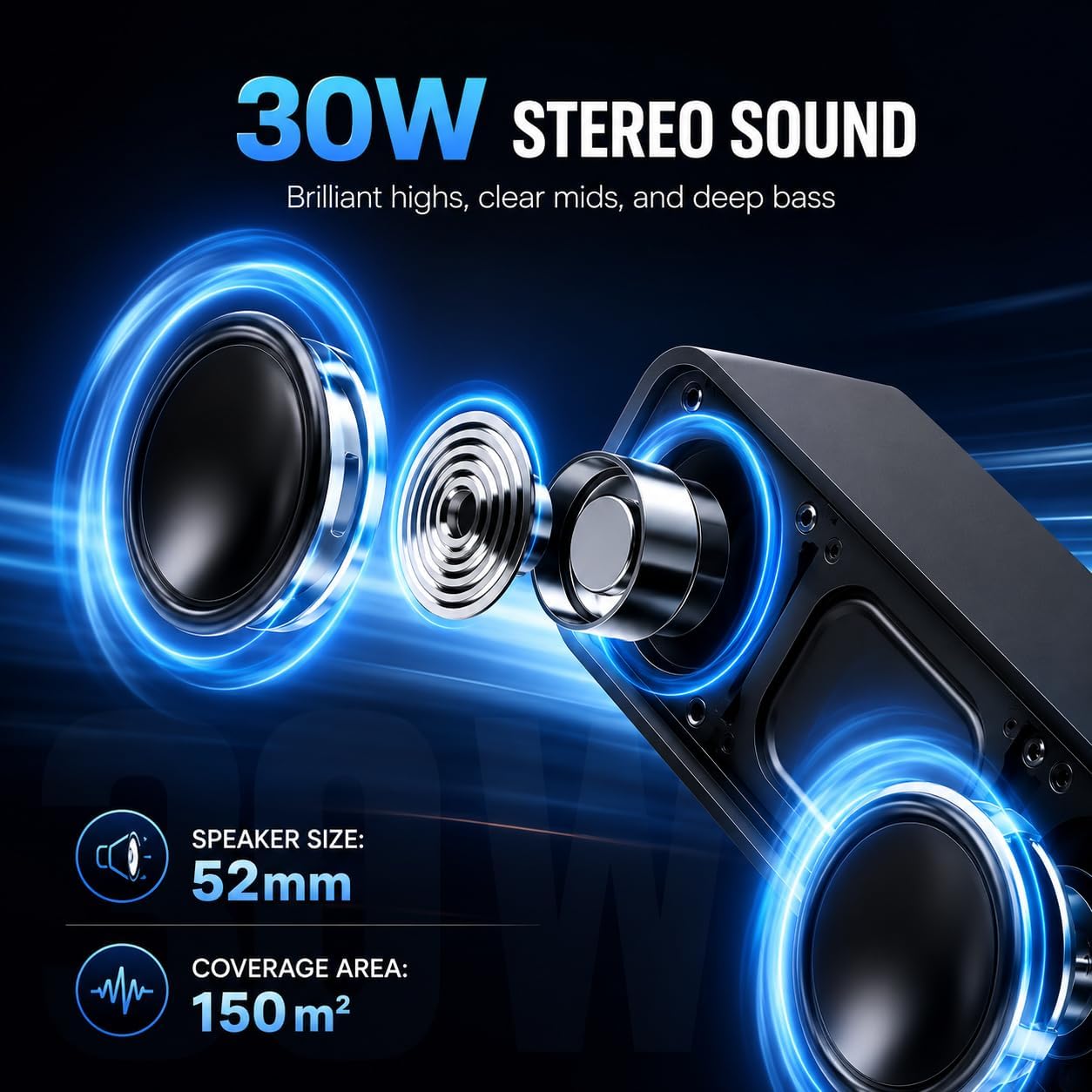 IKT Portable Bluetooth Speaker with Lights x Holidays/World Cup Stuffers, 30W Loud Stereo Sound, Bluetooth5.4, Enhanced Bass,24H Playtime, TWS Pairing, IPX7 Waterproof, Speakersfor Home/Party/Outdoor 3 71DBc40XoDL. AC SL1254