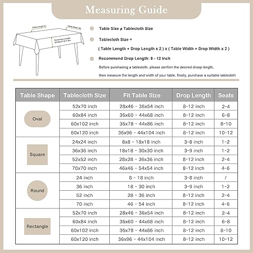 Miniatura 5 de Mantel rectangular de lino sintético resistente a las arrugas, tela resistente a las arrugas, 60 x 102 pulgadas, mantel oblongo, color beige, para