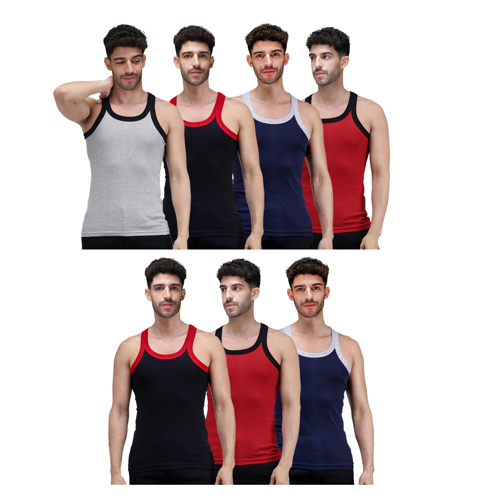 amul comfy Men's Gym Vest | Round Neck | Breathable Workout Innerwear | Ultra Soft Moisture Wicking | Pack of 3 | Color May Vary-picture-19