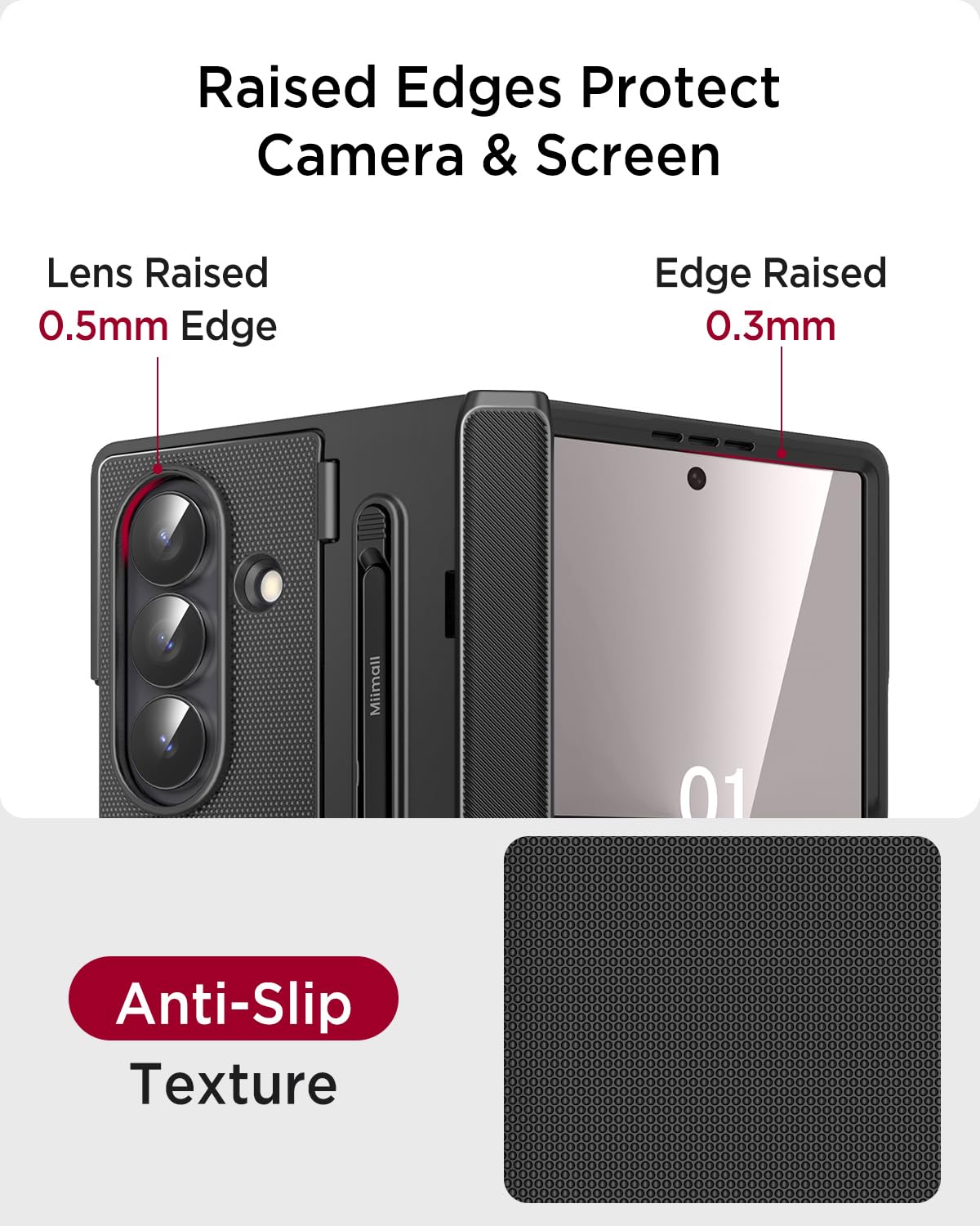 Miimall Custodia per Samsung Galaxy Z Fold 7 con S Pen, [protezione cerniera] [cavalletto pieghevole] [protezione schermo integrata], antiscivolo, sottile, resistente, antiurto, copertura integrale