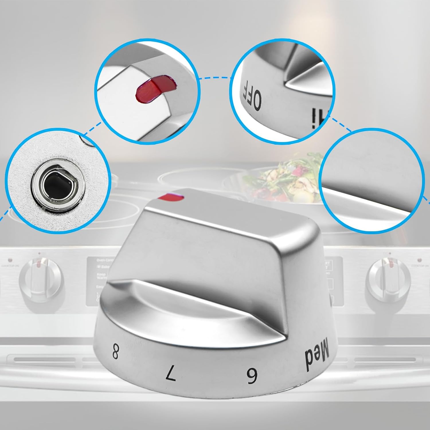 DG94-04167A Gas Stove Knobs Replacement for DG94-04167L DG94-04167M Fit for Samsung Gas Range NX60A6511SS/AA NX60A6711SS/AA NX60A6111SS