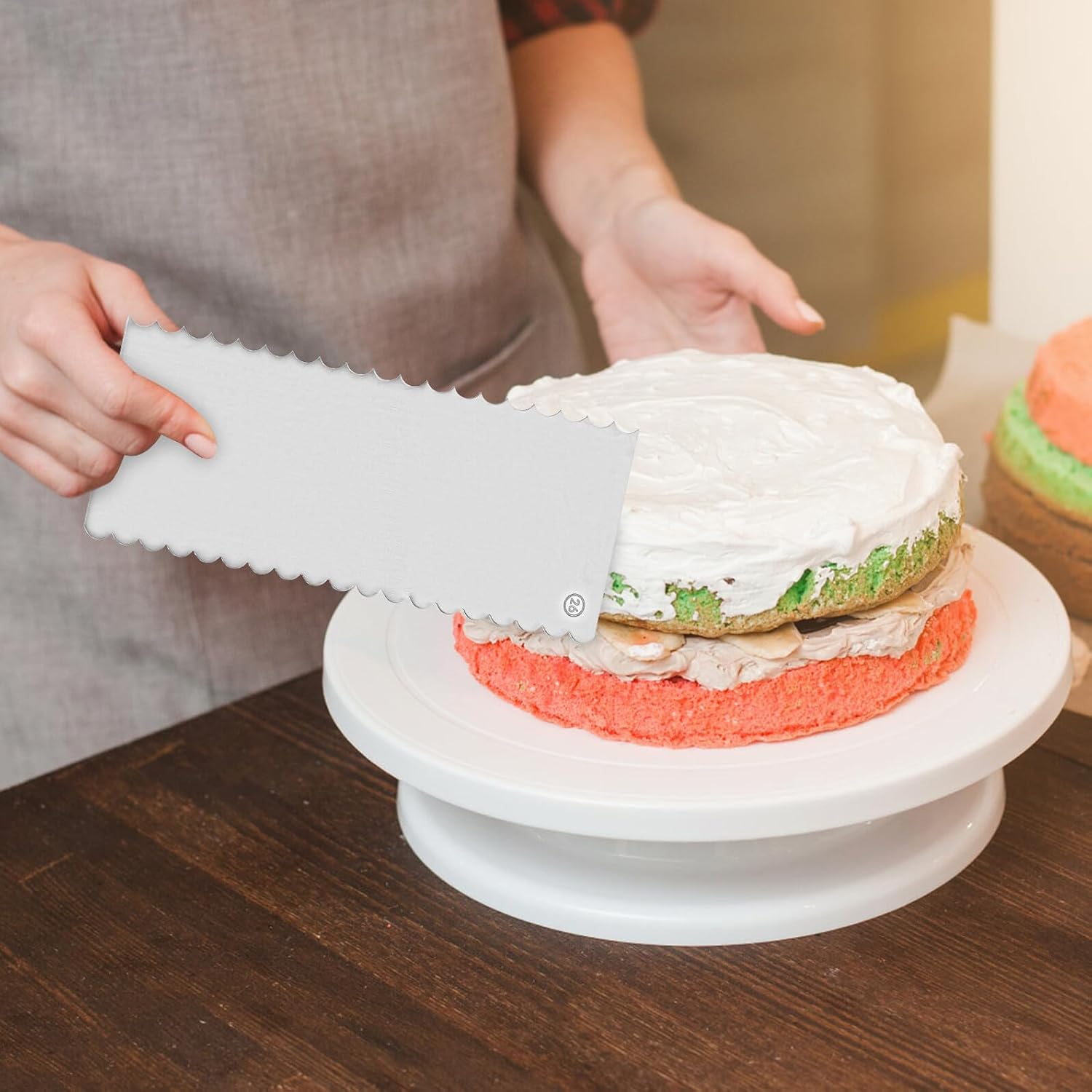 2 Piece Stainless Steel Cake Scraper Set for Textured Designs