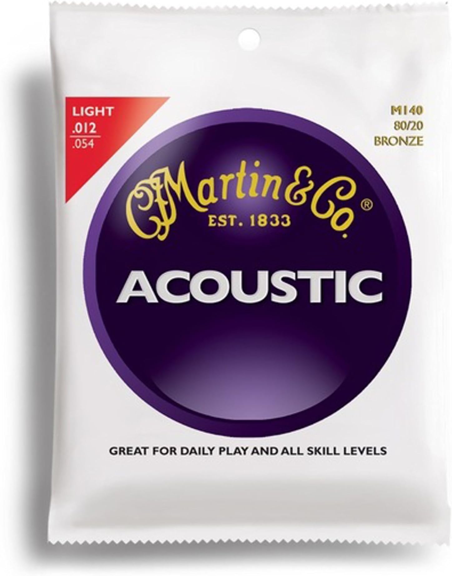 C.F Martin Guitar Original Acoustic M140 80/20 Bronze Acoustic Guitar Strings - Light, Light ( 12-54 )