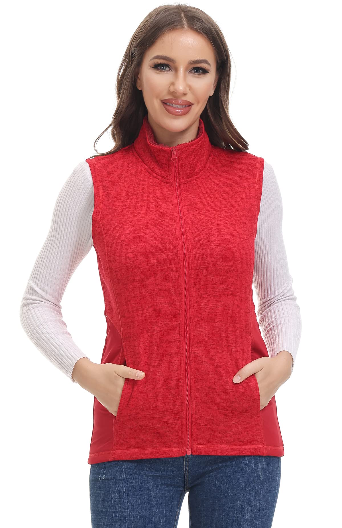 COZZIPLUS Women's Sweater Fleece Jacket Full Zip Knit Jacket with Pockets