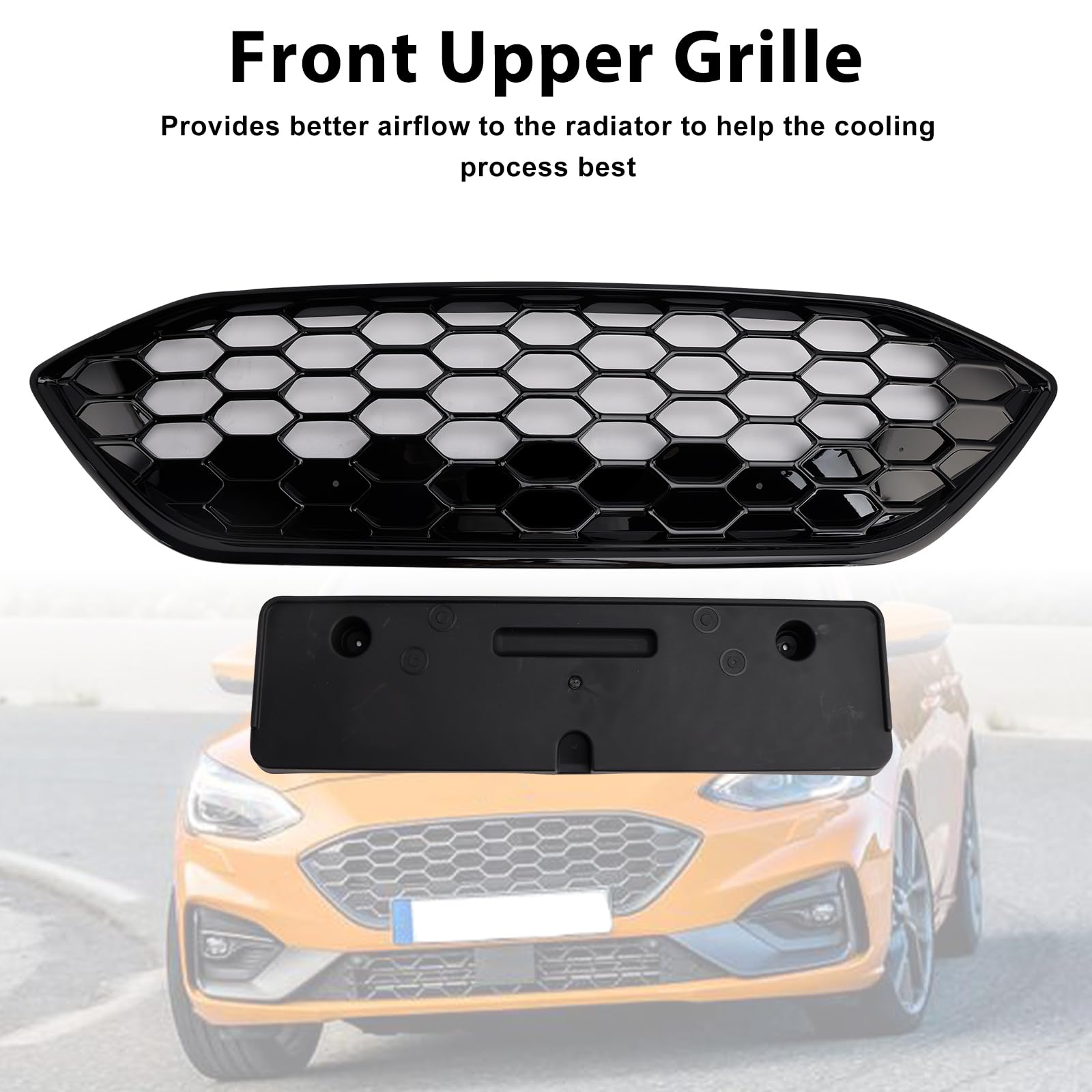Griglia paraurti Anteriore Gloss Black Front Bumper Grille Fit for Ford Focus ST + ST Line MK4 2018-2021 (No Logo)