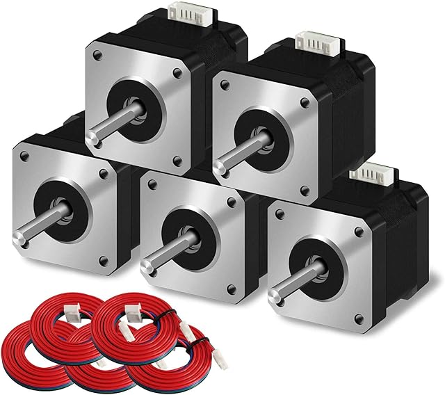 SIMAX3D Nema 17 stepper motor 5pcs 42 x 38 mm 1.5A-3.8V 2 phase 4 wires 1.8 degrees with 39.3 inch cable for Creality CR-10 10S Ender 3 3D printer/CNC extruder and Y-axis