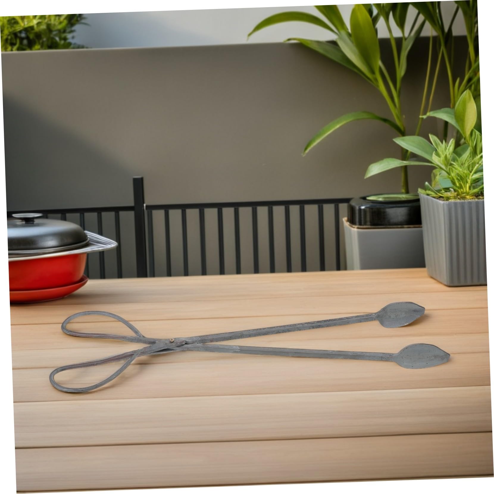 Gatuida Pinze Lunghe per Stufa in Ferro Spesso Pinze per Legna da Ardere Resistenti Accessorio per Braciere Pinza per Barbecue Esterno e Falò