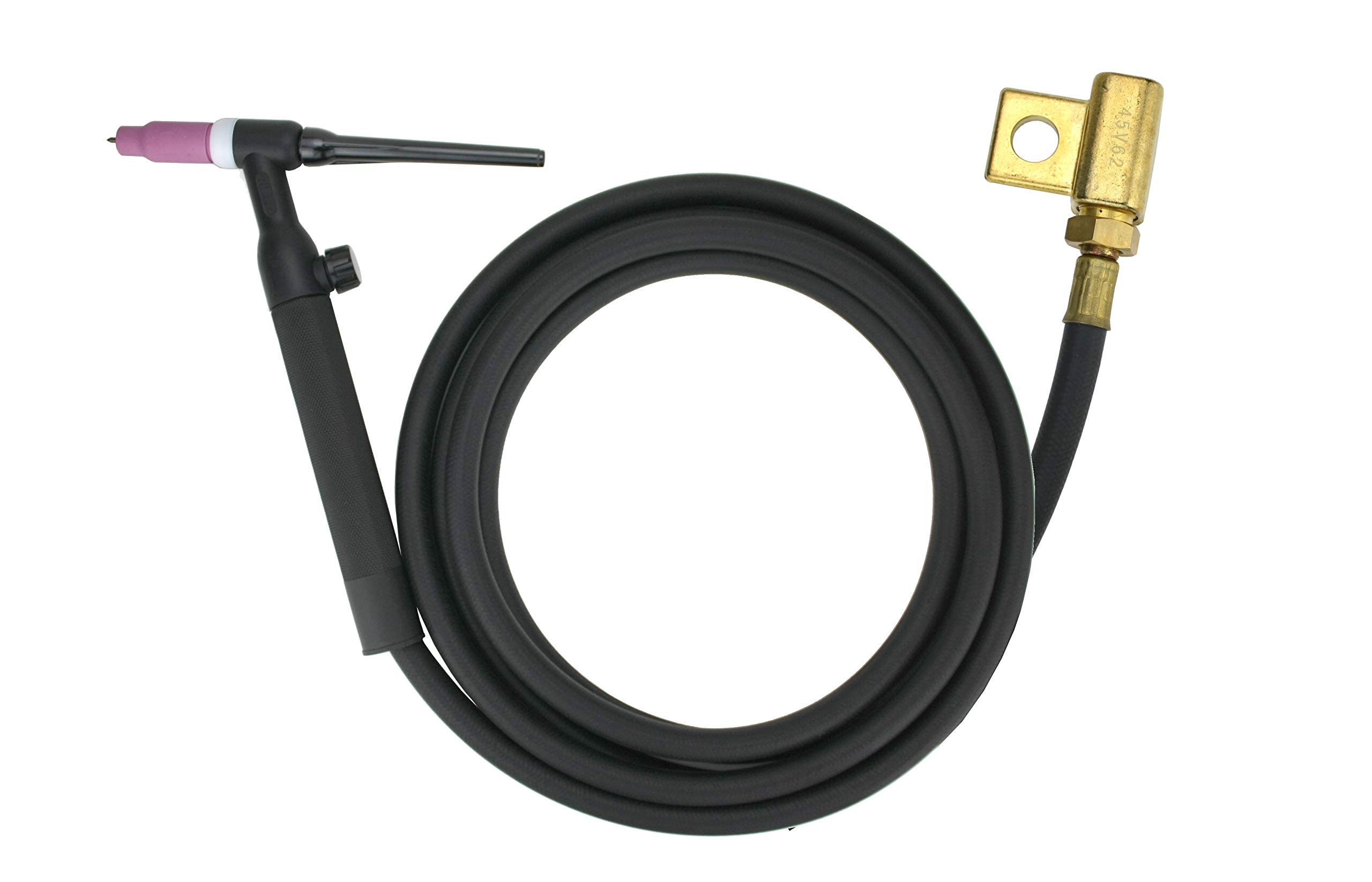 26FV Series - 200 Amp - Air Cooled - Flexible Head TIG Torch with Valve - 25 feet 1-Piece Cable - Stud Connector