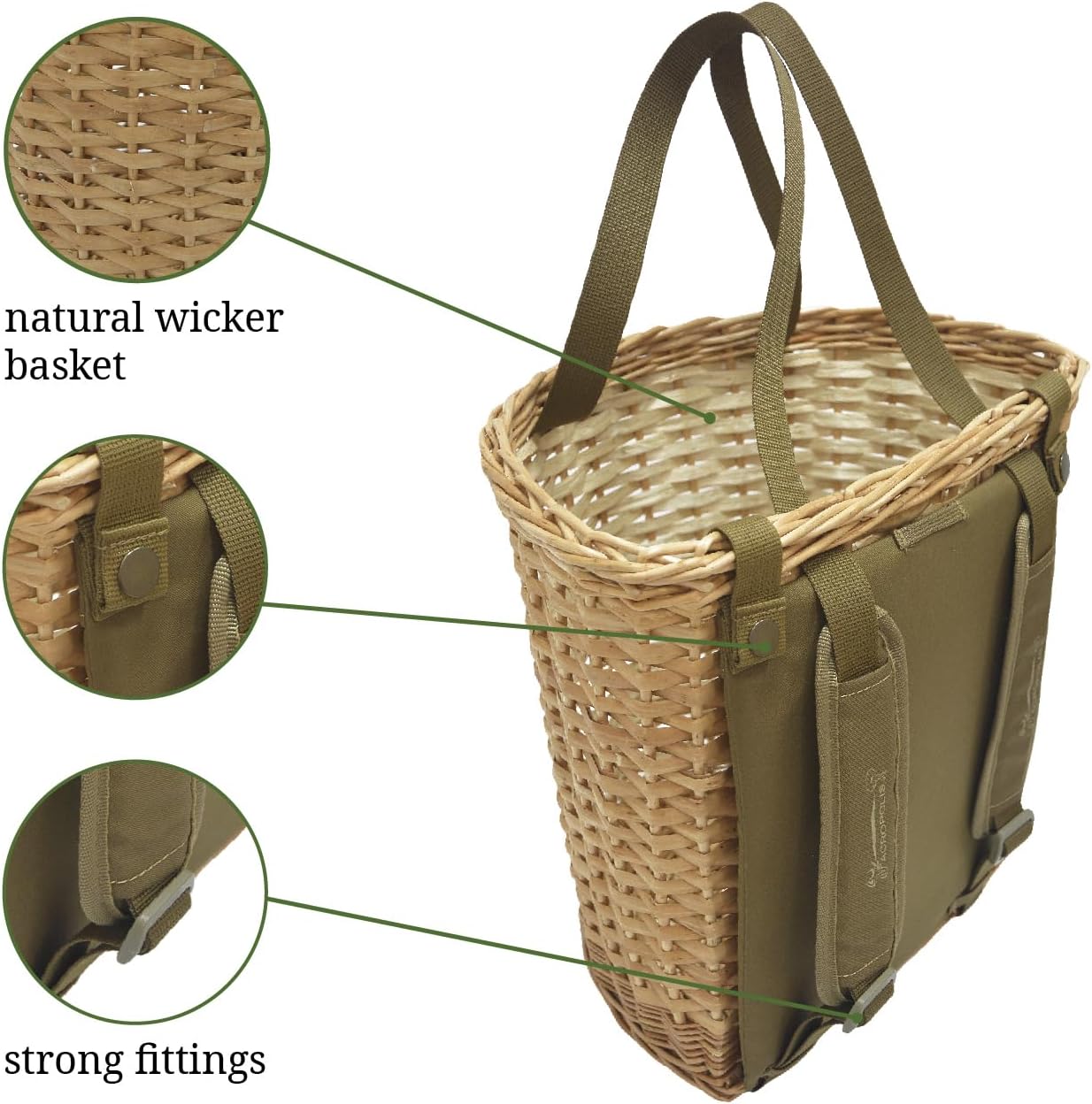 Acropolis Wicker Forest Forager Bag 3-In-1 Travel-Friendly Forager Kit – - Handcrafted Foraging Basket For Wild Mushroom Picking, Mini Rucksack, Mesh Bag For Morels, Portable Outdoor Gear