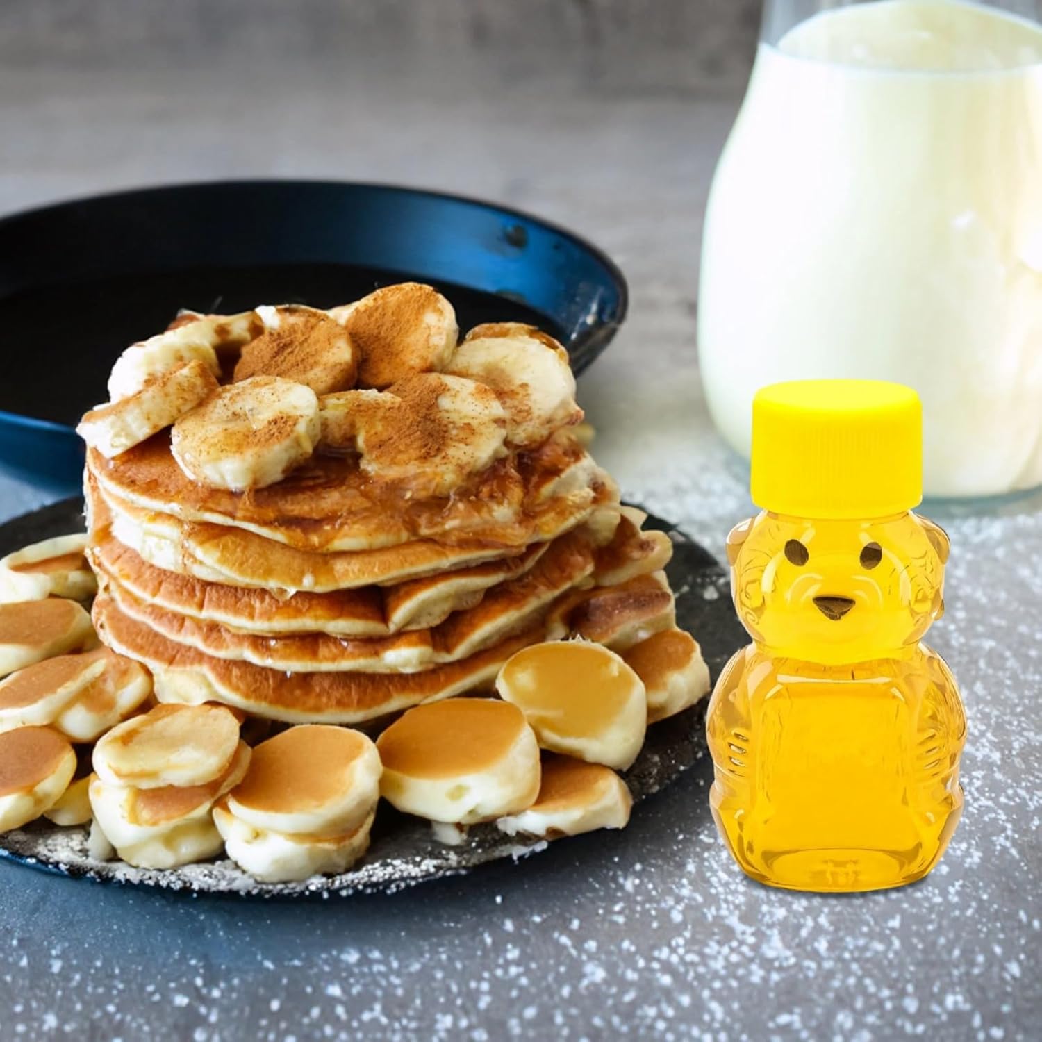 50-Pack Small Bear Honey Bottles, 2 Oz Clear Plastic Jars with Yellow Screw Lids, Perfect for Kitchen & Travel Use