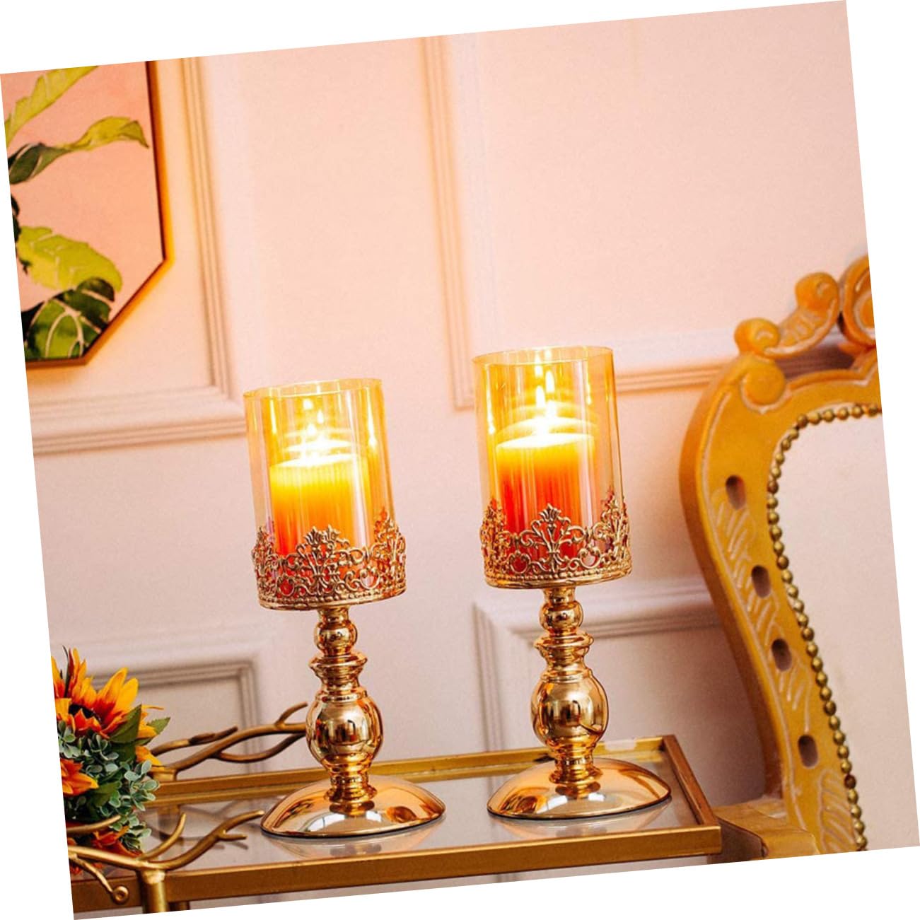 HOOTNEE Candlestick Pillar Candle Holder Candle Shelf Modern Candle Holders Metal Candle Holders Iron Candle Rack